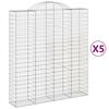 vidaXL Obl&uacute;kov&yacute; gabionov&yacute; k&ocirc;&scaron; 5 ks 200x50x220/240cm pozinkovan&eacute; železo