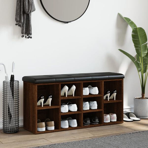 vidaXL Lavička na topánky hnedý dub 102x32x50 cm kompozitné drevo