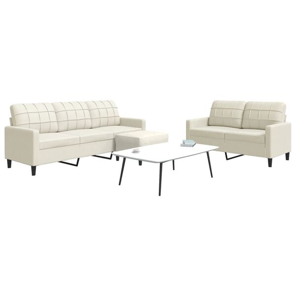 vidaXL 3-dielna sedacia súprava s vankúšmi krémová zamat