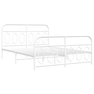 vidaXL Kovov&yacute; r&aacute;m postele s čelom a podnožkou biely 150x200 cm