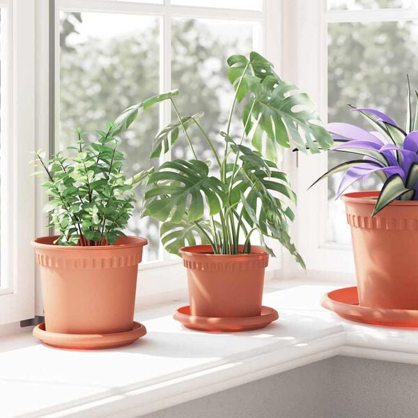 vidaXL Kulat&yacute; kvetin&aacute;č 6 pcs Tehlovo červen&aacute; &Oslash; 12,5 x 10 cm Plast