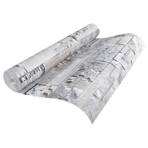 vidaXL 3D kamenn&aacute; tapeta Siv&aacute; 10 x 0,53 m Netkanej tkaniny