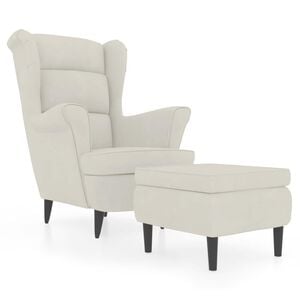 vidaXL Kreslo wingback s podnožkou kr&eacute;mov&eacute; zamatov&eacute;