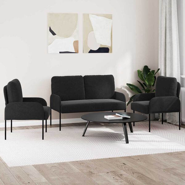 vidaXL S&uacute;pravy pohoviek 3 pcs Čierna 115 x 56 x 80 cm Preglejka