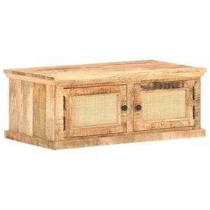 vidaXL Konferenčn&yacute; stol&iacute;k 90x50x35 cm mangov&eacute; drevo a pr&iacute;rodn&aacute; trstina