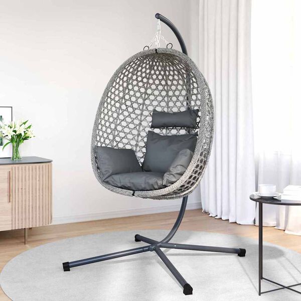 vidaXL Závesné kreslo vajíčko antracitová a sivá 104 x 100 x 191 cm