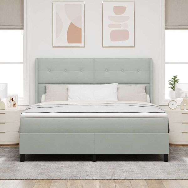 vidaXL Posteľ s pružinov&yacute;m r&aacute;mom Svetlosiv&aacute; 180 x 200 cm Zamat