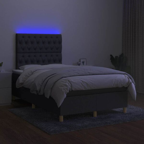 vidaXL Boxspring posteľ s matracom a LED, tmavosiv&aacute; 120x190 cm, l&aacute;tka