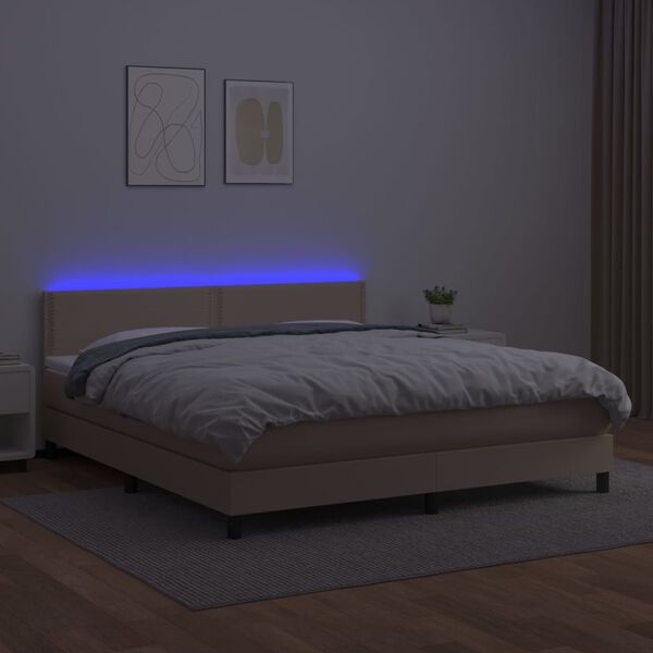 vidaXL Boxspring posteľ matrac a LED kapuč&iacute;nov&aacute; 160x200 cm umel&aacute; koža