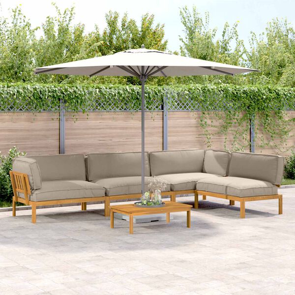 vidaXL Sada pohoviek s vank&uacute;&scaron;om 5 pcs Sivohned&aacute; Pevn&eacute; ak&aacute;ciov&eacute; drevo