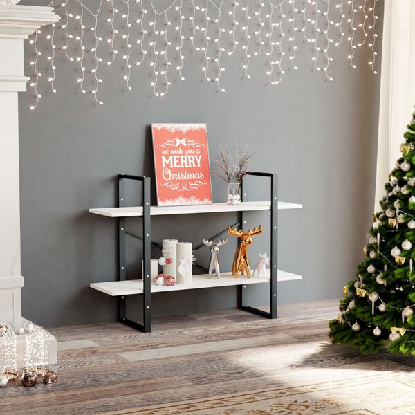 vidaXL Knižnica s 2 policami biela 100x30x70 cm masívna borovica