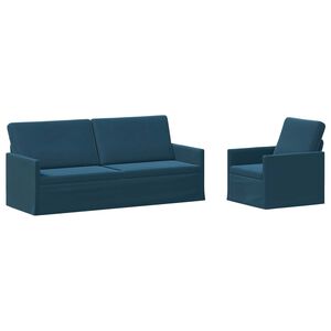 vidaXL Sada pohoviek 2 pcs Modr&aacute; Zamat