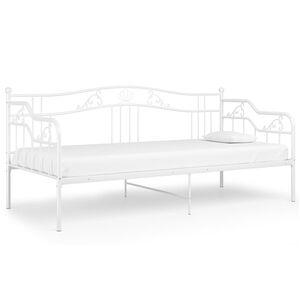 vidaXL R&aacute;m rozkladacej pohovky biely kovov&yacute; 90x200 cm