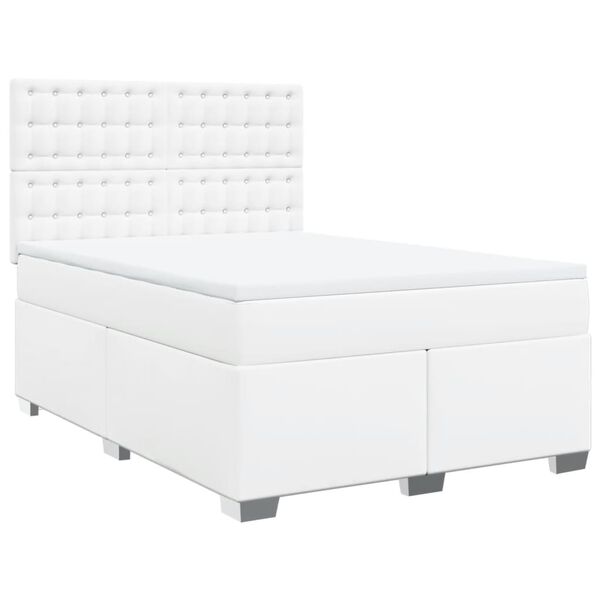 vidaXL Boxspring posteľ s matracom biely 140x190 cm umel&aacute; koža