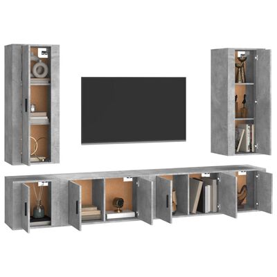 vidaXL 6-dielna súprava TV skriniek betónovo-sivá spracované drevo
