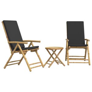 vidaXL 3-dielna skladacia bistro s&uacute;prava tmavosiv&eacute; vank&uacute;&scaron;e bambus