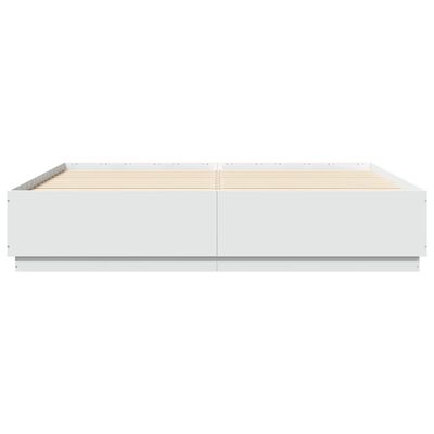 vidaXL Posteľný rám s LED svetlami biely 200x200 cm kompozitné drevo