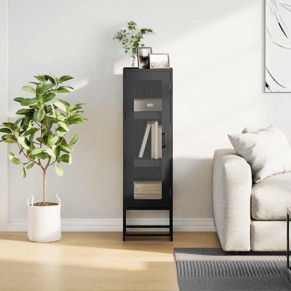 vidaXL Highboard Black 36x39x123 cm Oceľ valcovan&aacute; za studena