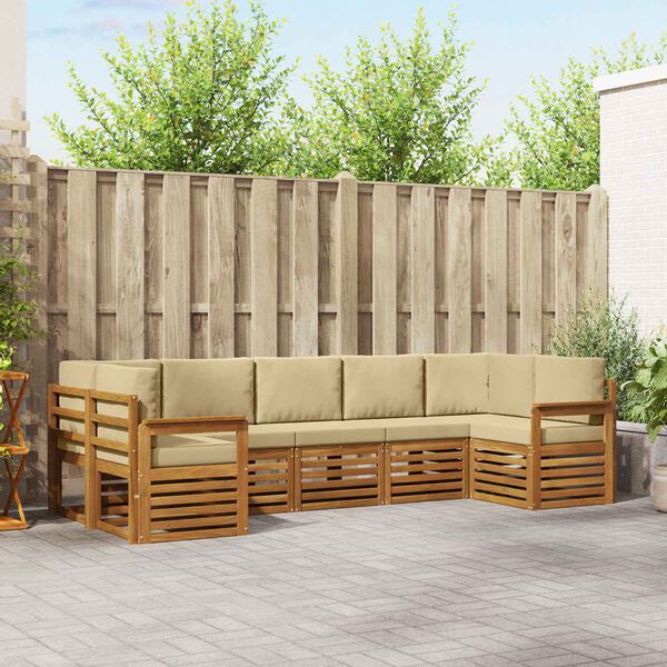 vidaXL S&uacute;pravy pohoviek 7 pcs Pr&iacute;rodn&aacute; a b&eacute;žov&aacute; Pevn&eacute; ak&aacute;ciov&eacute; drevo