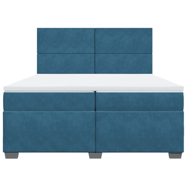 vidaXL Posteľn&yacute; r&aacute;m boxsping s matracom modr&aacute; 200x200 cm zamat