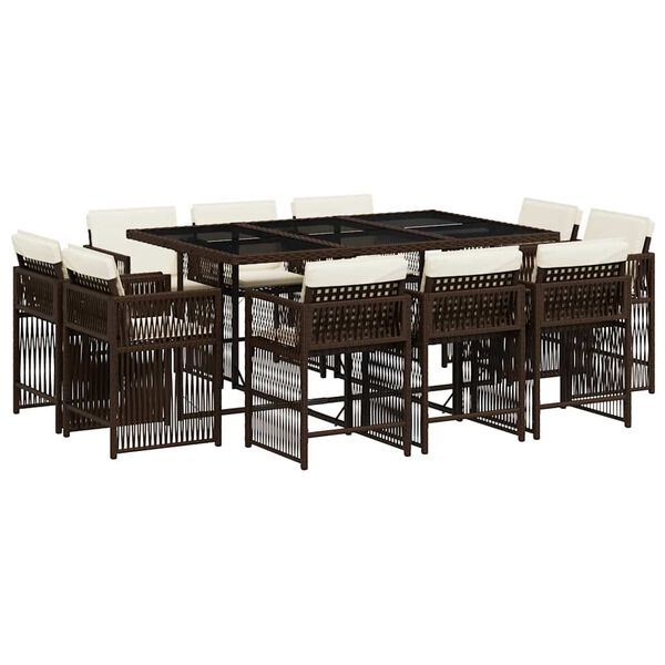 vidaXL 11-dielna z&aacute;hradn&aacute; sedacia s&uacute;prava a vank&uacute;&scaron;e hned&aacute; polyratan