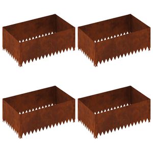 vidaXL Obrubn&iacute;k tr&aacute;vnika 4 ks 100 x 60 x 35 cm Oceľ Hrdzav&yacute;