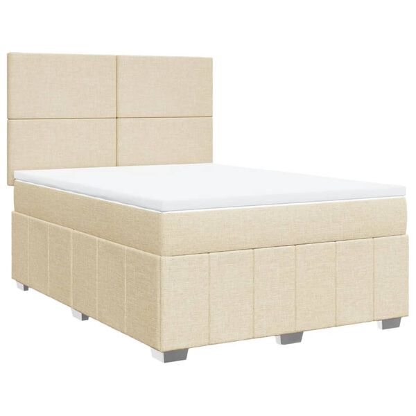 vidaXL Boxspring posteľ s matracom kr&eacute;mov&yacute; 140x190 cm l&aacute;tka