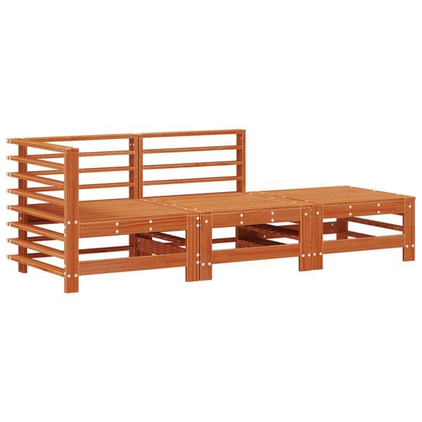 vidaXL Rohov&aacute; sedačka 3 Kus Voskov&aacute; Hned&aacute; Mas&iacute;vna borovica