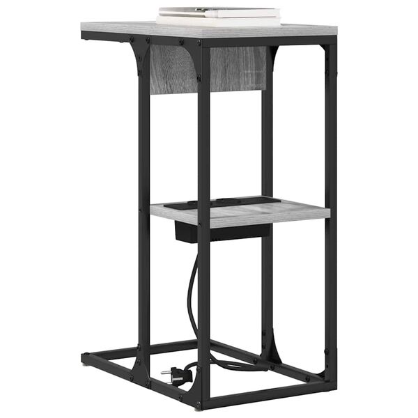 vidaXL Nočn&yacute; stol&iacute;k Siv&yacute; Sonoma 41,5 x 26 x 60,5 cm Kompozitn&eacute; drevo