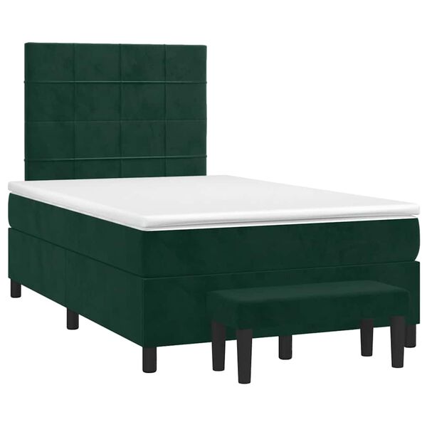 vidaXL Boxspring posteľ s matracom, tmavozelen&aacute; 120x190cm, zamat