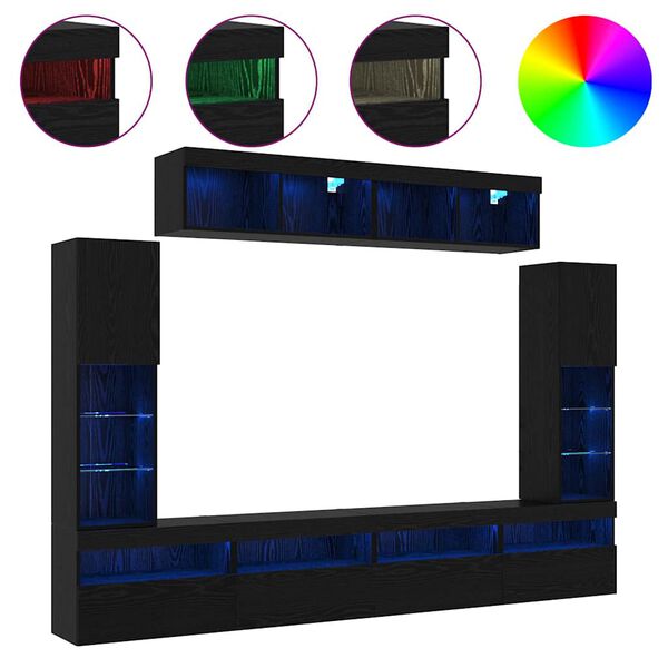 vidaXL Zostava TV skriniek Nástenný 6 pcs Čierny dub Kompozitné drevo