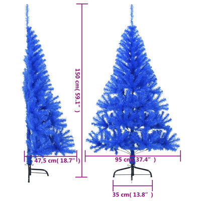 vidaXL Umelý vianočný polovičný stromček s podstavcom modrý 150 cm