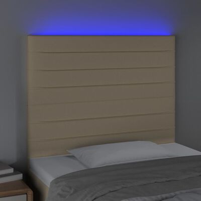 vidaXL Čelo postele s LED krémové 80x5x118/128 cm látka