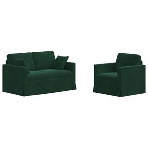 vidaXL Sada pohoviek 2 pcs Tmavozelen&aacute; 138 x 78 x 80 cm Zamat