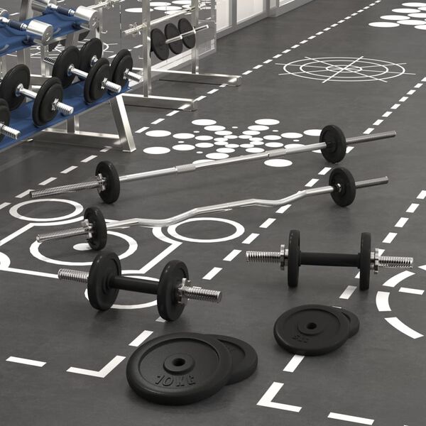 vidaXL Obojručná a jednoručná činka so závažiami 60 kg, liatina