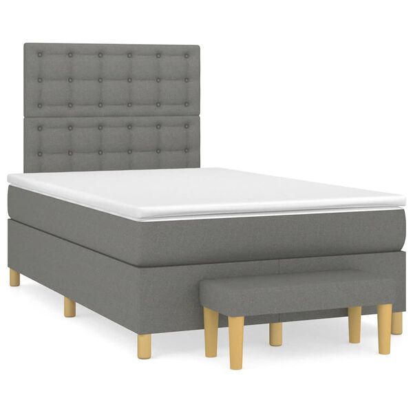 vidaXL Boxspring posteľ s matracom, tmavosiv&aacute; 120x190 cm, l&aacute;tka