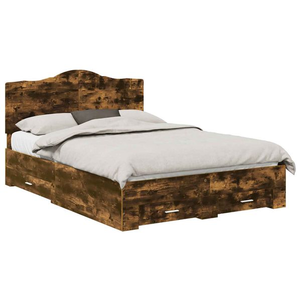 vidaXL R&aacute;m postele Dymov&aacute; dub 140 x 190 cm Kompozitn&eacute; drevo