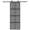 vidaXL Posuvn&eacute; dvere s kovan&iacute;m čierne 76x205 cm tvrden&eacute; sklo