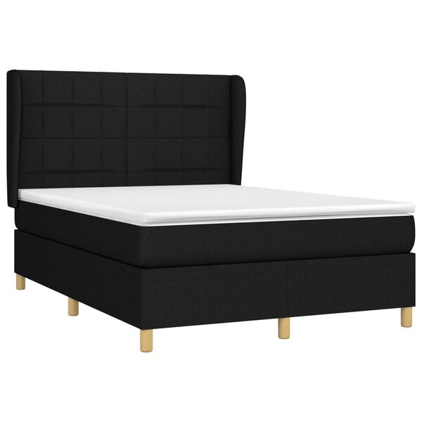 vidaXL Posteľn&yacute; r&aacute;m boxspring s matracom čierny 140x200 cm l&aacute;tka