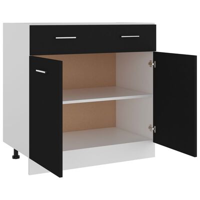 vidaXL Spodná skrinka+zásuvka, čierna 80x46x81,5 cm, kompozitné drevo