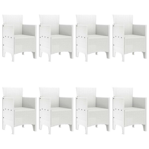 vidaXL Záhradný jedálenský set 9 pcs Biela Polt ratan