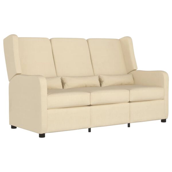 vidaXL 3-miestne skl&aacute;pacie kreslo kr&eacute;mov&eacute; l&aacute;tkov&eacute;