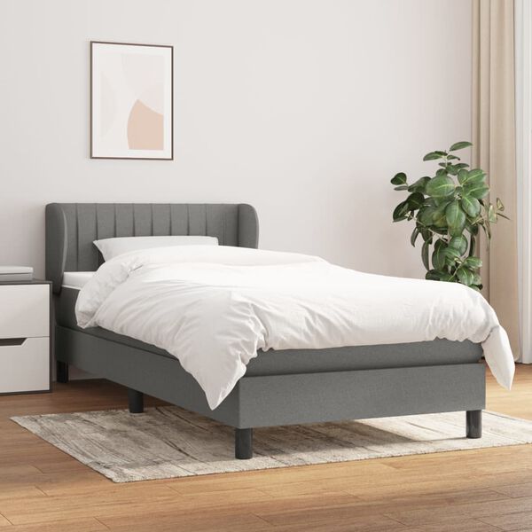 vidaXL Boxspring posteľ s matracom tmavosivá 100x200 cm látka