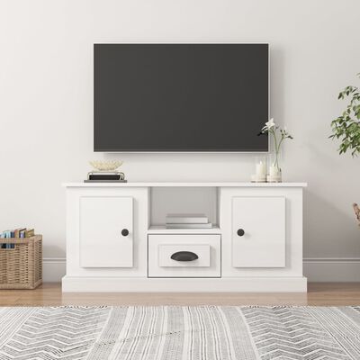 vidaXL TV skrinka lesklá biela 100x35,5x45 cm kompozitné drevo