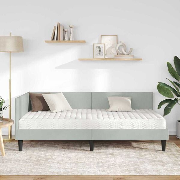 vidaXL Rohov&yacute; r&aacute;m postele s matracom In&yacute; 2 pcs Svetlosiv&aacute; Zamat