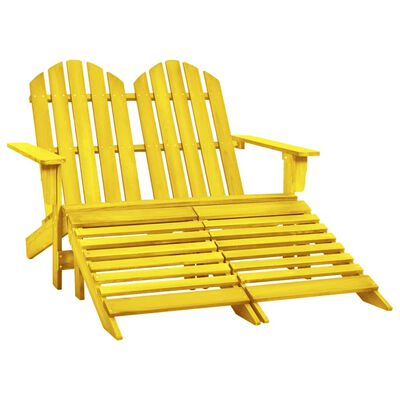 vidaXL 2-miestna záhradná stolička a taburetka Adirondack jedľa žltá