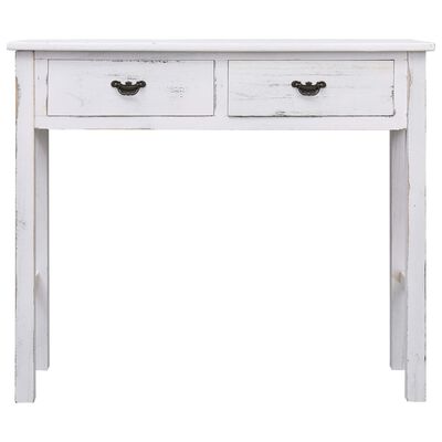 vidaXL Konzolový stolík starožitný biely 90x30x77 cm drevený