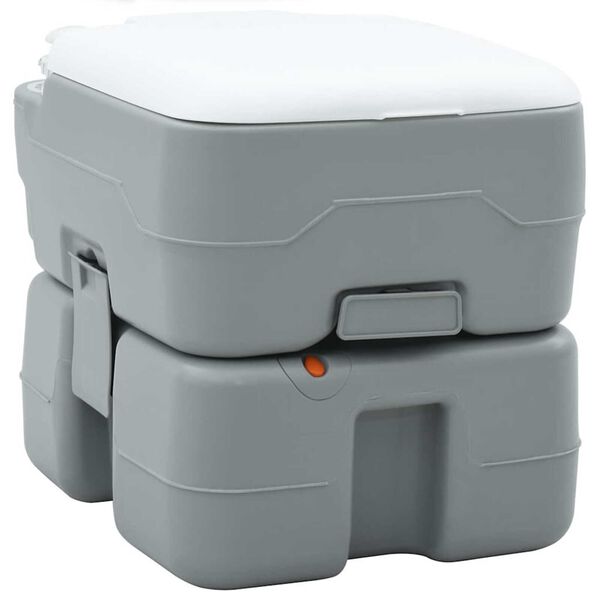 vidaXL Kempingové WC Šedý a biely 41,5 x 36,5 x 37,5 cm Polyetylén