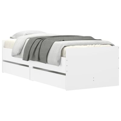 vidaXL Rám postele so zásuvkami biely 75x190 cm malé jednolôžko