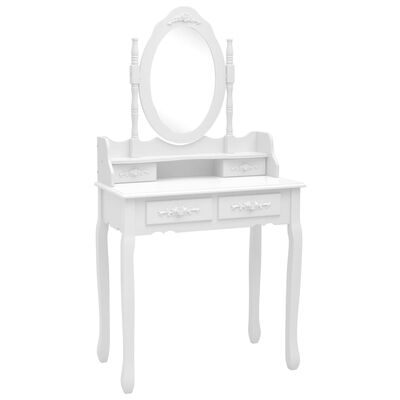 vidaXL Toaletný stolík so stoličkou, biely 75x69x140 cm, paulovnia